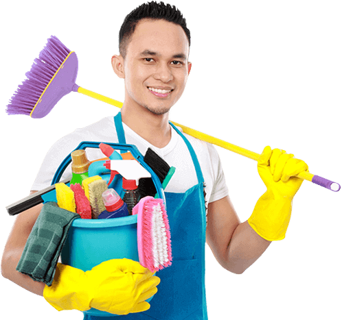 A Move Out Cleaning tech ready to clean