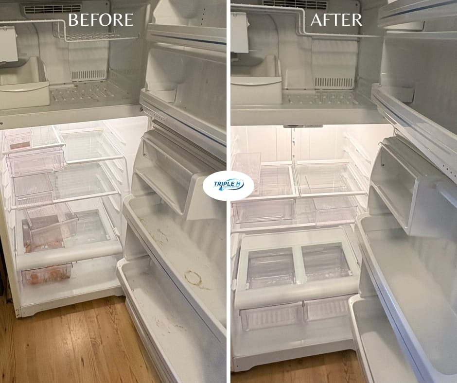 Clean fridge before and after comparison